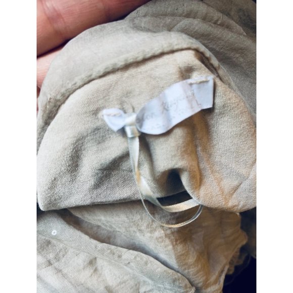 PSh2 25 DOLCE RAGAZZA Blouse top 100% SILK BLOUSE Tan with sequins   L - Picture 7 of 10